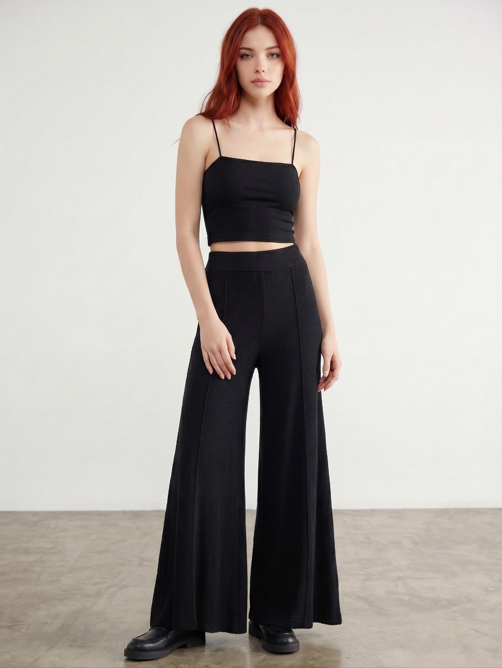 Free People Free-Est Black Sweater Pants XS NWT Wide Leg Cozy Lounge Boho